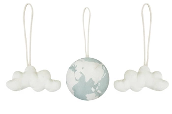 Zestaw 3 zawieszek z grzechotką - World Ball Bamboo Lorena Canals