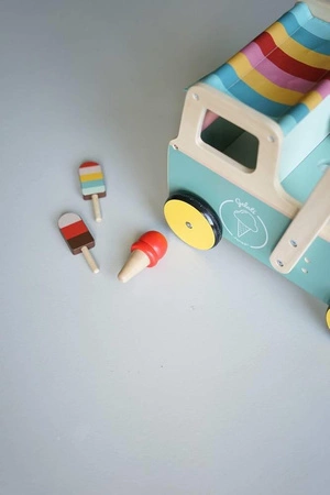 Drewniany pchacz Furgonetka z lodami 12m+, Janod