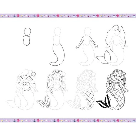 Zestaw kreatywny Rysowanie krok po kroku Fantastyczne stworzenia 20 rysunków 7+, Janod