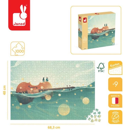 Puzzle artystyczne Podróż na skrzypcach 1000 elementów 9+ Made in Poland, Janod