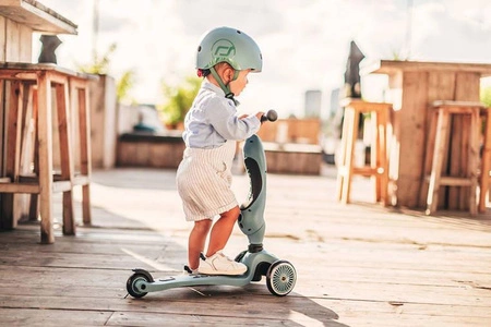 Zestaw SCOOTANDRIDE Highwaykick 1 2w1 Jeździk i hulajnoga 1-5 lat Steel + Kask XXS BLACK