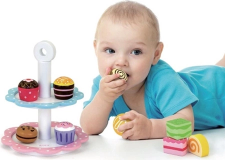 Viga Drewniane Ciastka i Babeczki na Paterze