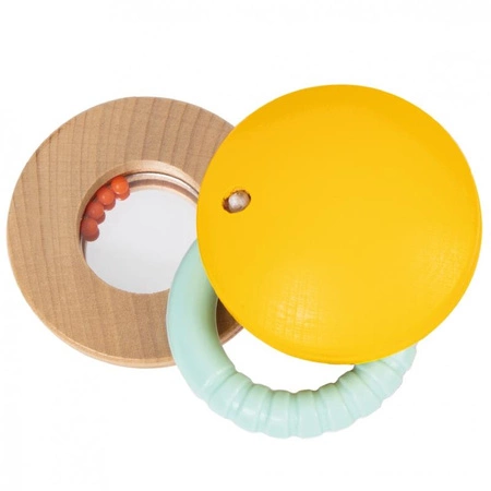 CLASSIC WORLD Drewniana Zabawka Sensoryczna dla Niemowląt Grzechotka Breloczek Lusterko