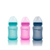 Szklana butelka ze smoczkiem S reagująca na temperaturę, 150 ml, wiśniowa, Everyday Baby