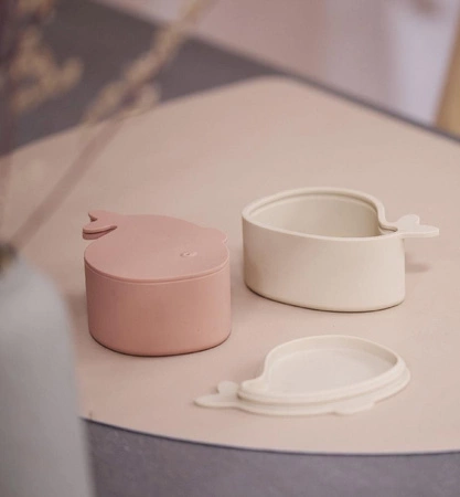 Filibabba Zestaw 2 mini pudełek na przekąski Wieloryb Blush