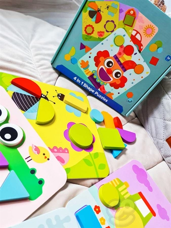 TOOKY TOY Puzzle 4 w 1 Układanka Klocki Mntessori