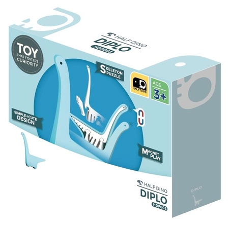 Halftoys Magnetyczny Składany Dinozaur Diplodok z Książeczką