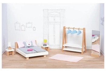 Drewniane meble dla lalek Sypialnia Miś Goki 51468 domki laleczki