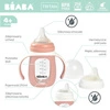 Beaba Szklana butelka treningowa w silikonowej osłonce 2w1 210 ml Old pink