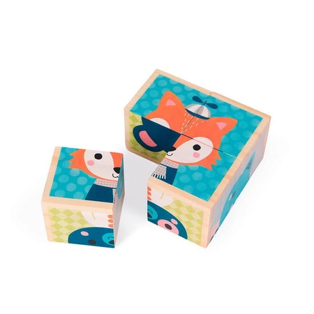 Klocki drewniane Puzzle 6w1 Las, Janod