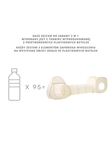 3 Sprouts Zestaw Namiotów dla Dzieci z Tunelem 3w1 Gingham Beige