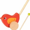 Zabawka do pchania Czerwony wróbelek 54887-Goki, zabawki drewniane