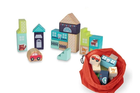 Drewniane klocki z woreczkiem Apli Kids - Miasto