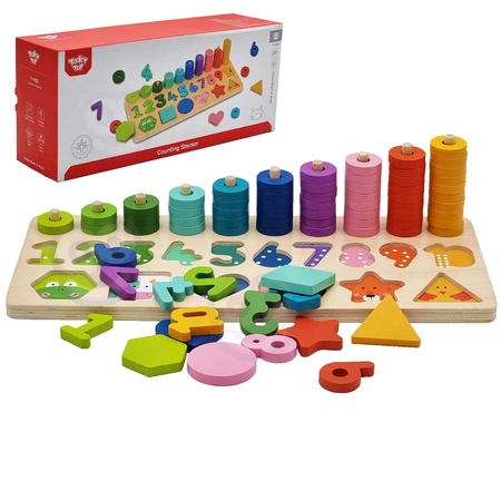 TOOKY TOY Układanka Nauka Liczenia Kształtów Kolorów Montessori 72 el. Certyfikat FSC