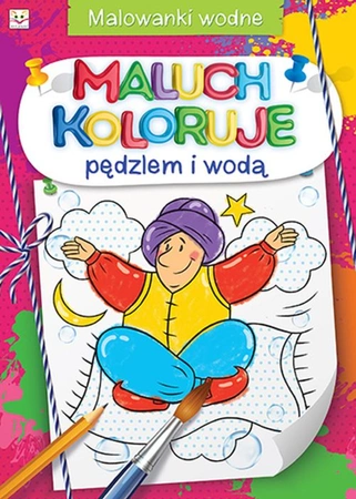 Maluch koloruje pędzlem i wodą malowanki wodne