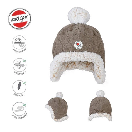 Lodger Dwuwarstwowa zimowa czapeczka z polaru brązowa Fleece Buffalo 6-12 m