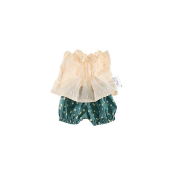 Komplet dla lalki 38 cm kremowe groszki