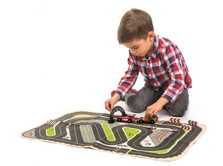 Mata tor Formuła 1 z drewnianymi samochodami, Tender Leaf Toys