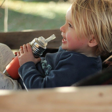 Termobutelka ze słomką 260 ml, pomarańczowa, Pura