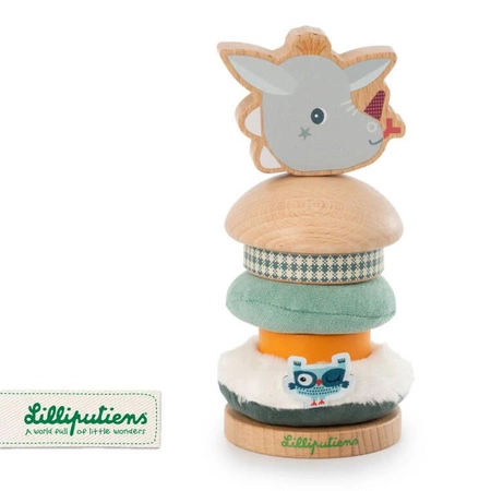 LILLIPUTIENS Drewniana układanka piramida z miękkimi elementami Smok Joe 12 m+