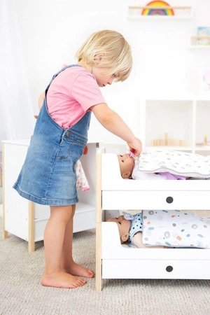 Drewniane łóżko piętrowe dla lalek 2w1 Little Button 11811-Small Foot, zabawki dla dziewczynek