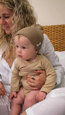 Lodger Czapeczka bawełniana brązowa Ciumbelle Beige 6-12 m