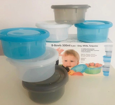 B-Pojemniki 300 ml ( 6 sztuk) blue-white-grey
