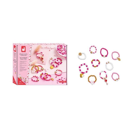 Zestaw kreatywny do tworzenia biżuterii Pierścionki z koralików 7+, Janod