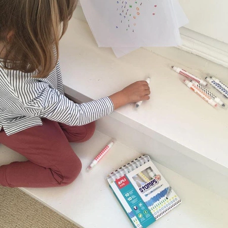 Flamastry ze stempelkami Apli Kids - 10 kolorów