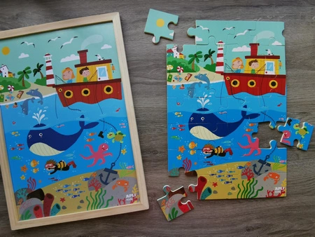 Drewniane puzzle w ramce Apli Kids - Ocean 4+