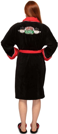 Szlafrok damski Przyjaciele - Central Perk czarno-czerwony bez kaptura