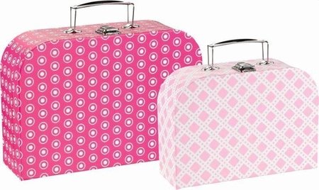 Zestaw dziecięcych walizek różowe akcenty 60717-Goki, torebki podróżne