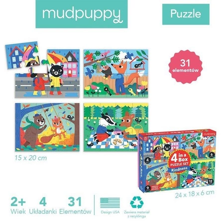 Mudpuppy Puzzle progresywne „Życzliwość” 4, 6, 9 i 12 elementów 2+