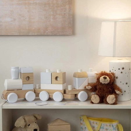 Drewniany pociąg Jumbo z klockami na palikach 18771-Melissa & Doug, pojazdy dla dzieci