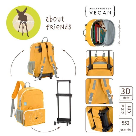 Lassig Plecak na kółkach z odczepianym stelażem 2w1 About Friends Lew