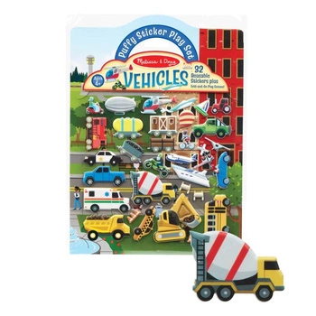 Książeczka z naklejkami wielokrotnego użytku Pojazdy 40522-Melissa & Doug, naklejki dla dzieci