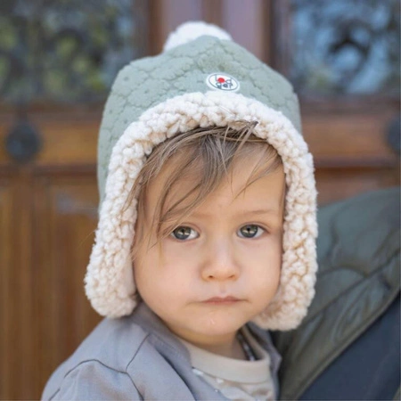 Lodger Dwuwarstwowa zimowa czapeczka z polaru szałwiowa Fleece Elm 0-3 m