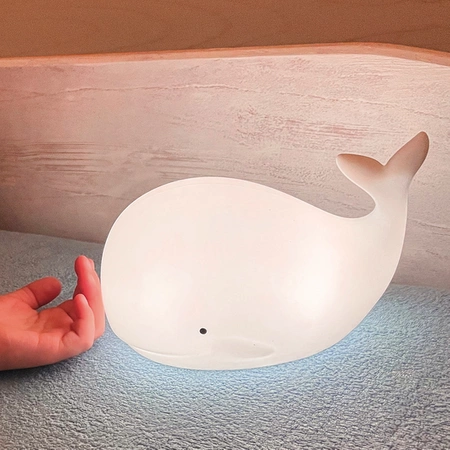 Wieloryb Lampka Silikonowa z Pilotem Biała Rabbit&Friends