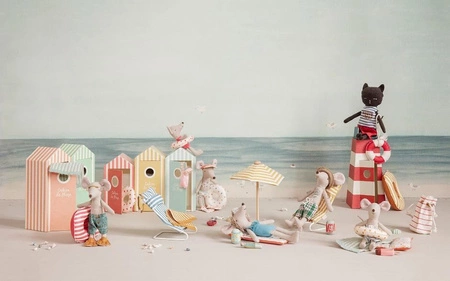 MAILEG Myszka Młodszy brat z kabiną plażową - Beach mice, Little brother in Cabin de Plage