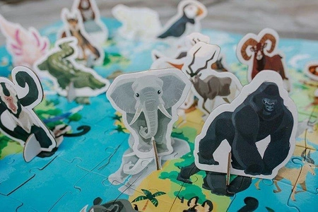 Puzzle edukacyjne z figurkami 3D Zagrożone gatunki 200 elementów 6+, Janod