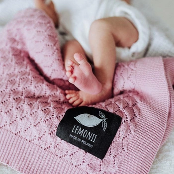 Kocyk ażur bawełniany ciemny róż