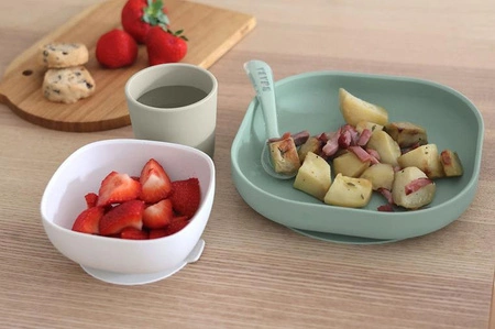 Beaba Komplet naczyń z silikonu z przyssawką Sage Green