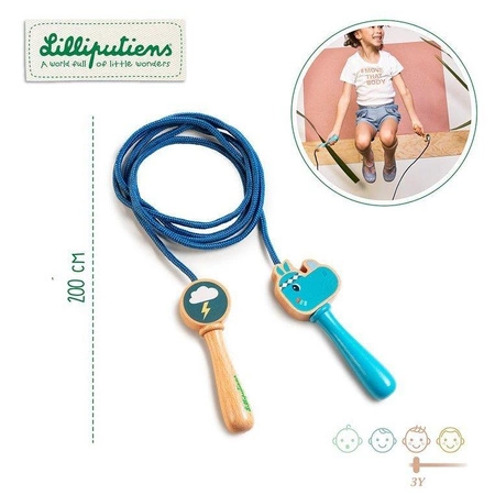 LILLIPUTIENS Skakanka z drewnianymi rączkami Nosorożec Marius