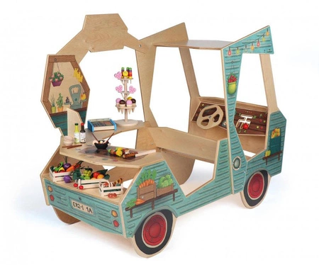 Drewniany Food Truck  dla dzieci 10046 Erzi samochód kuchnia sklep