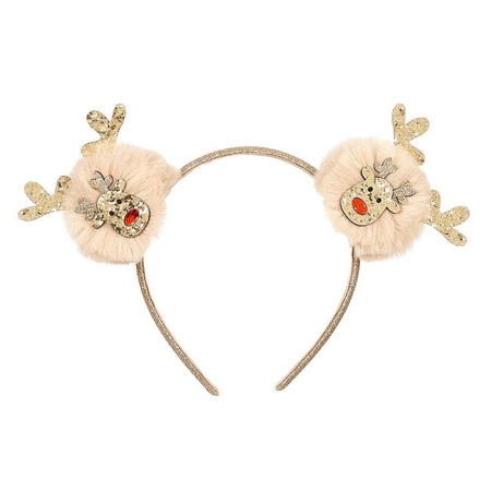 Souza! Opaska z pomponami i brokatową aplikacją renifera świąteczna