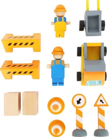 Drewniany zestaw z dźwigiem Jurkiem 12007-Small Foot, zabawki drewniane