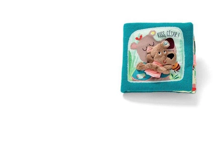 LILLIPUTIENS Książeczka z mini-pacynką na palec wielofunkcyjna "Buziaki dla Cezara" Niedźwiadek Cesar 12 m +