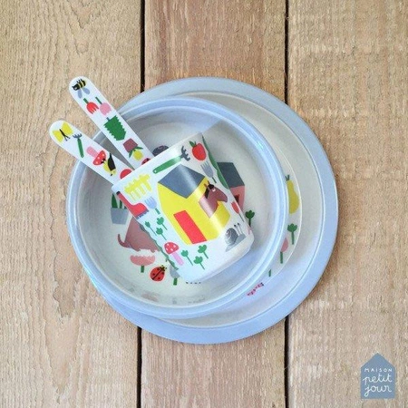 Zestaw naczyń i sztućców dla dziecka, 5 el., Wiejska Sielanka | Maison Petit Jour®