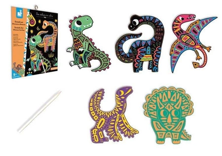 Zestaw kreatywny Do zdrapywania Dinozaury 5+, Janod