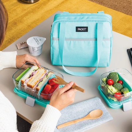 Torba termiczna na lunch z rączkami, miętowa, PACKIT